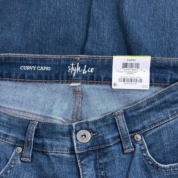 Style & Co. Women's Pink Detail Embroidered Curvy Capri Jeans NWT - Picture 10 of 10